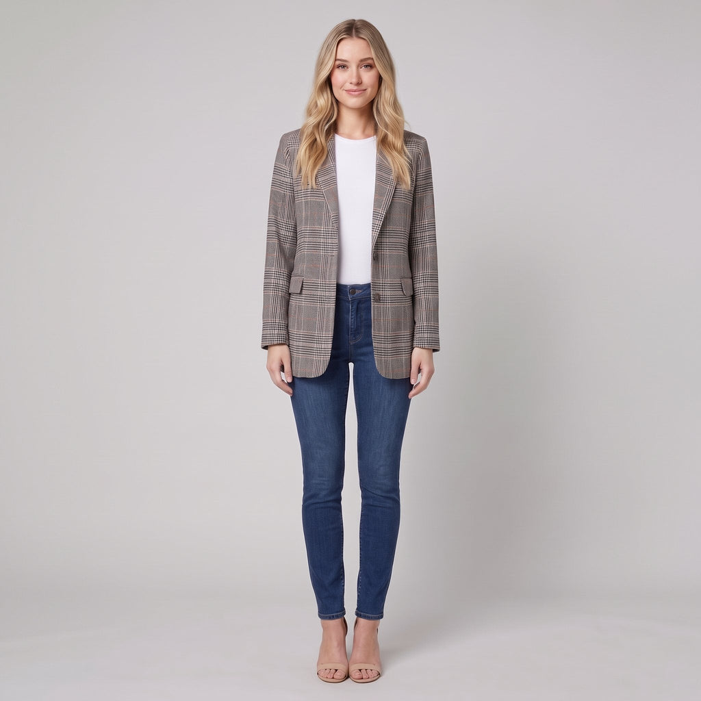 Women's Check Blazer – Tailored, Elegant