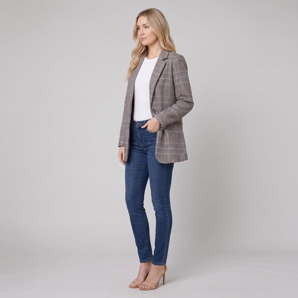 Women's Check Blazer – Tailored, Elegant