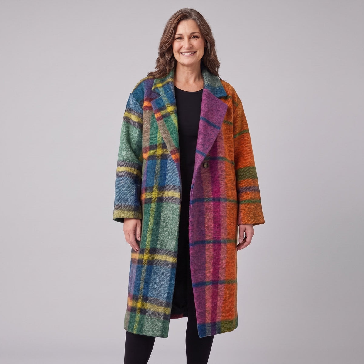 Dakota oversized longline coat, multicolour