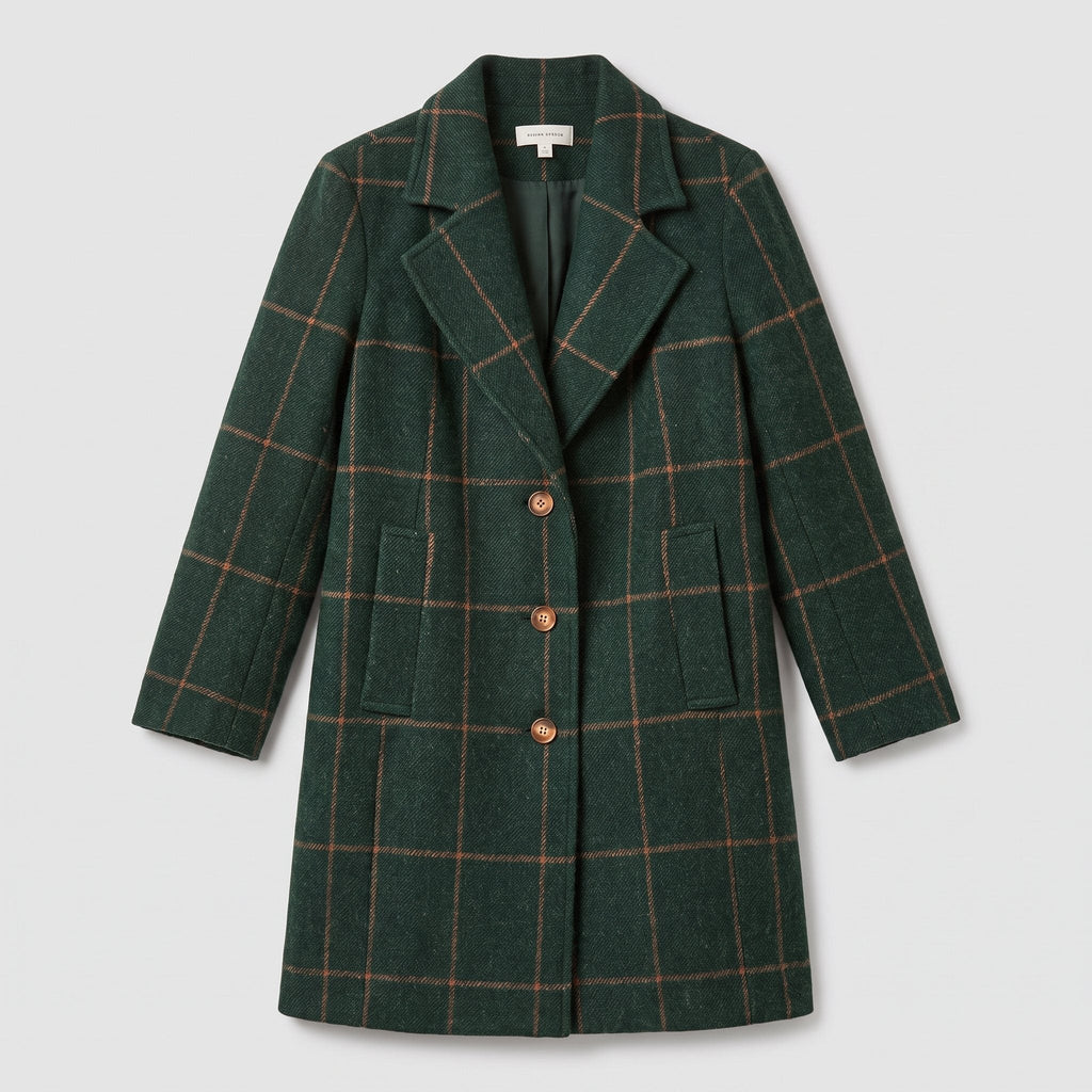 Women's Check Coat – Classic Tailored Winter Coat