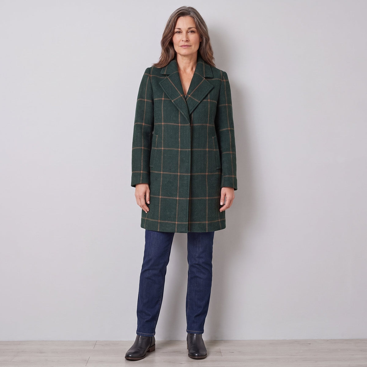 Women's Check Coat – Classic Tailored Winter Coat