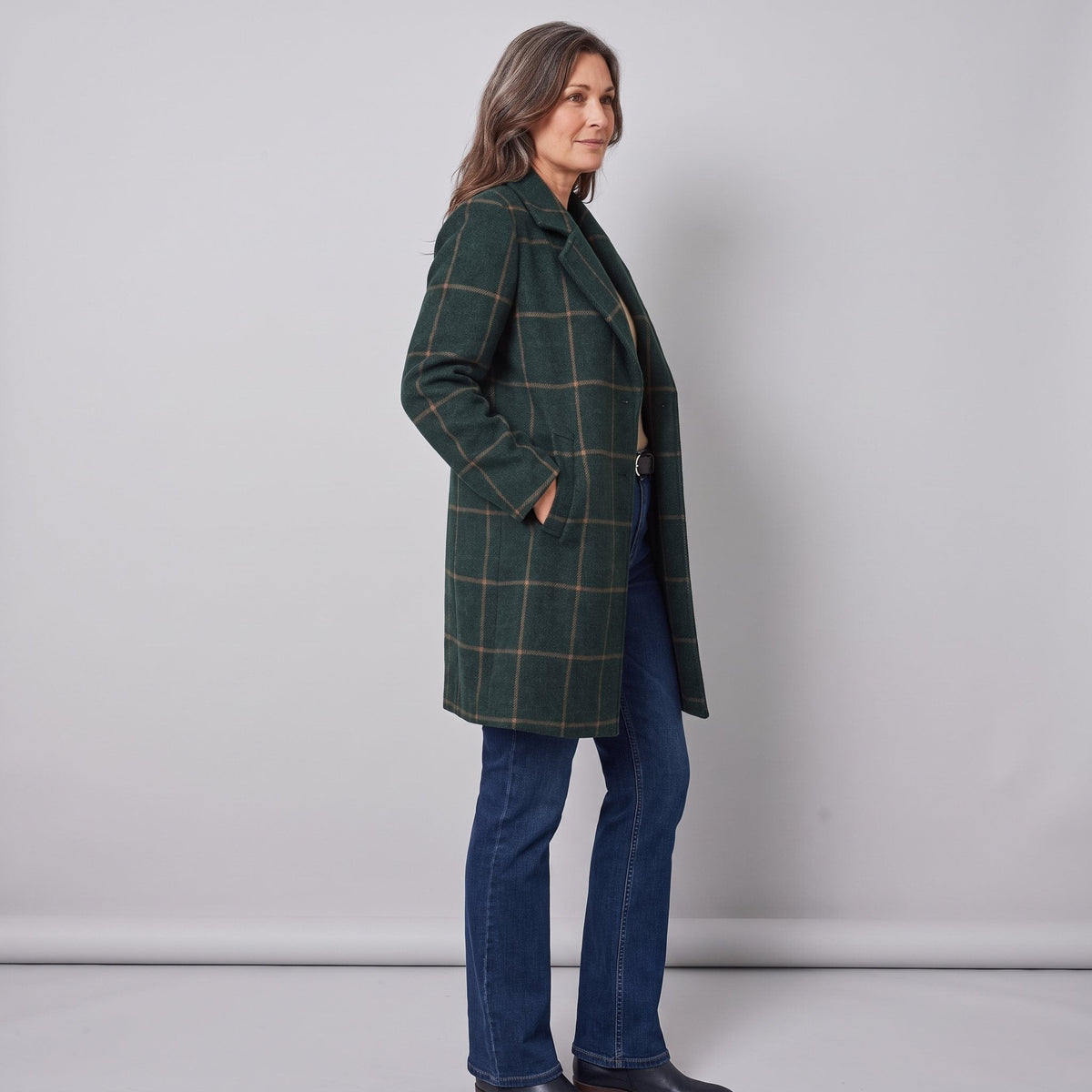 Women's Check Coat – Classic Tailored Winter Coat