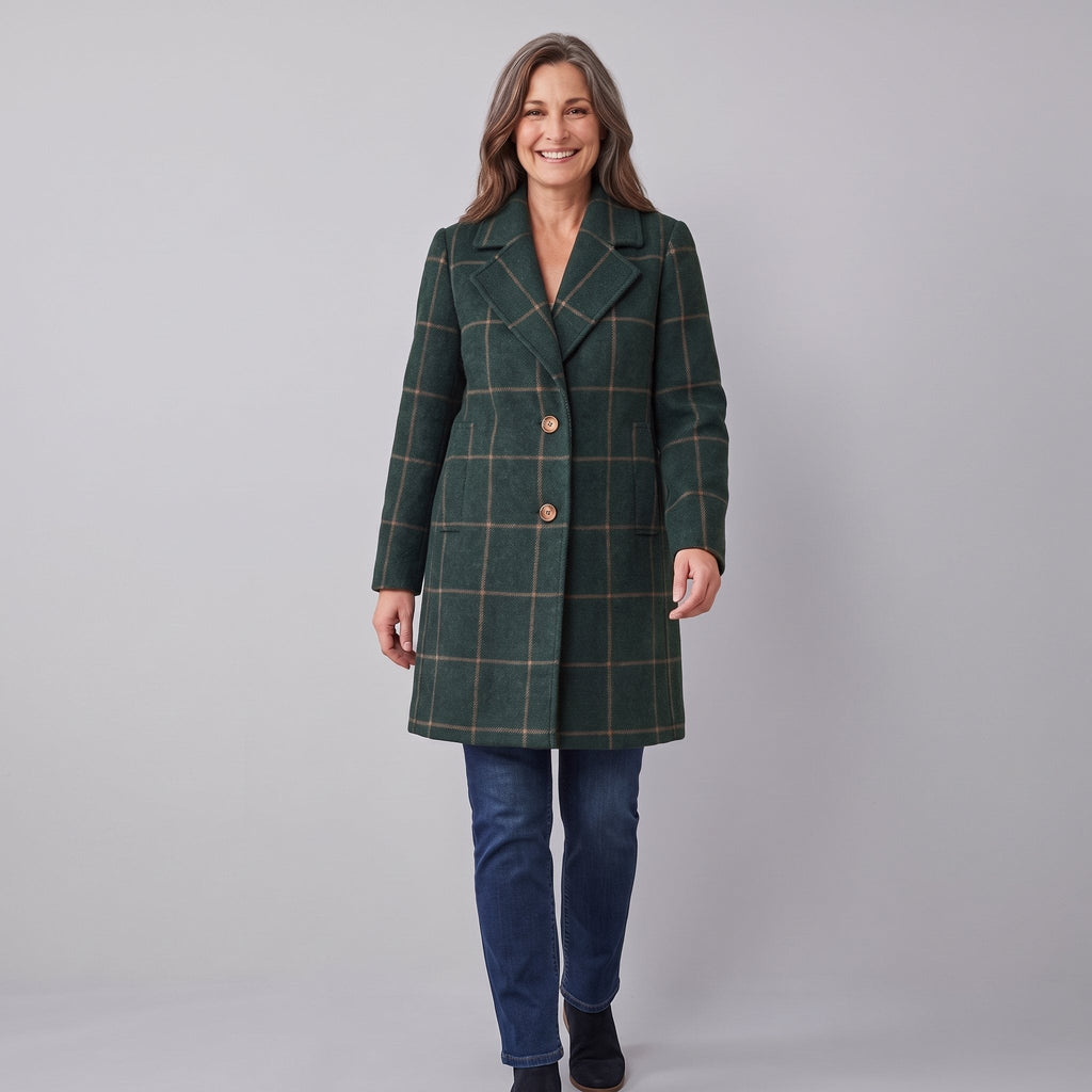 Women's Check Coat – Classic Tailored Winter Coat