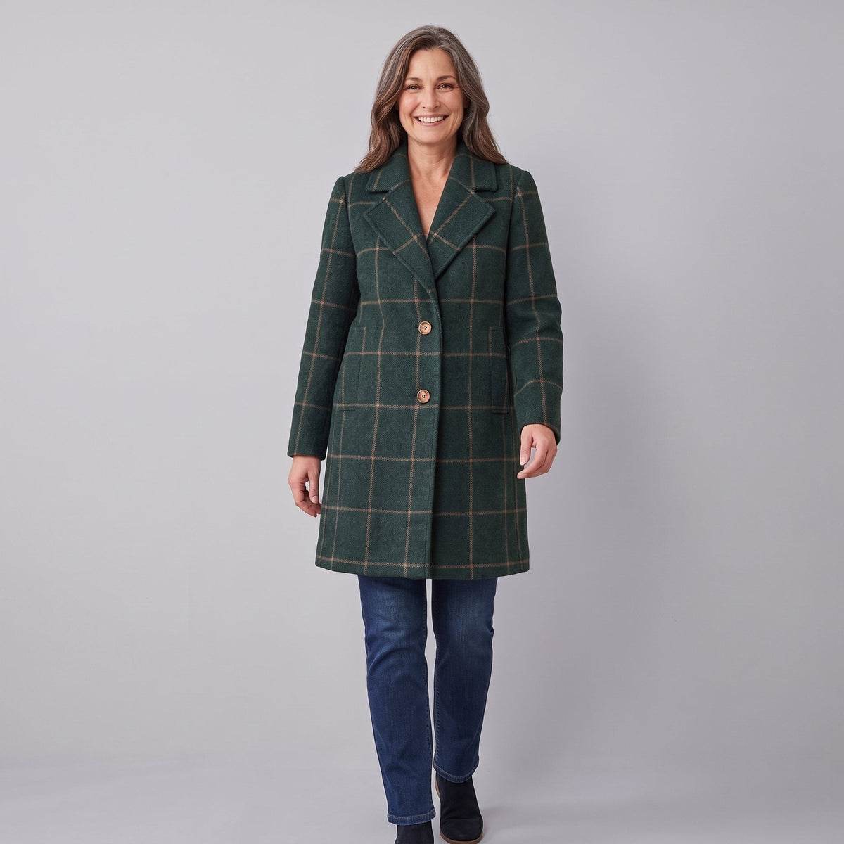 Women's Check Coat – Classic Tailored Winter Coat