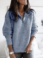 Quarter-Zip Chunky Knit Pullover – detail view
