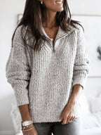 Quarter-Zip Chunky Knit Pullover – back view