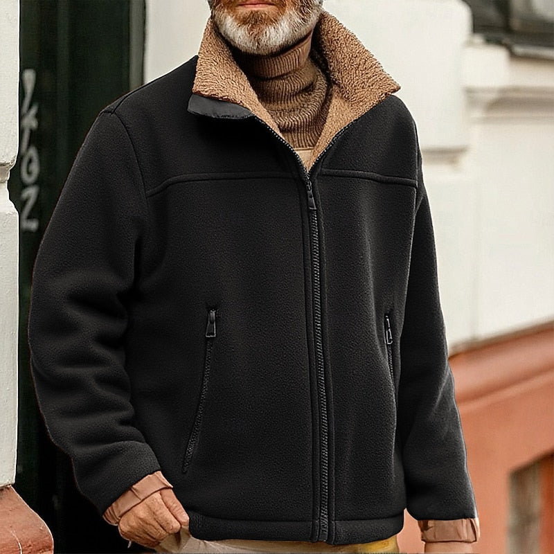 Clifford sherpa-collar full-zip jacket, black