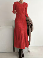 Gwenarielle Long Dress in Textured Knit – detail view
