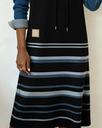 Ceralyn - Casual Hooded Dress with Striped Patchwork Pattern