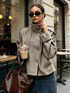 Marguerite | Stand-Collar Houndstooth Jacket