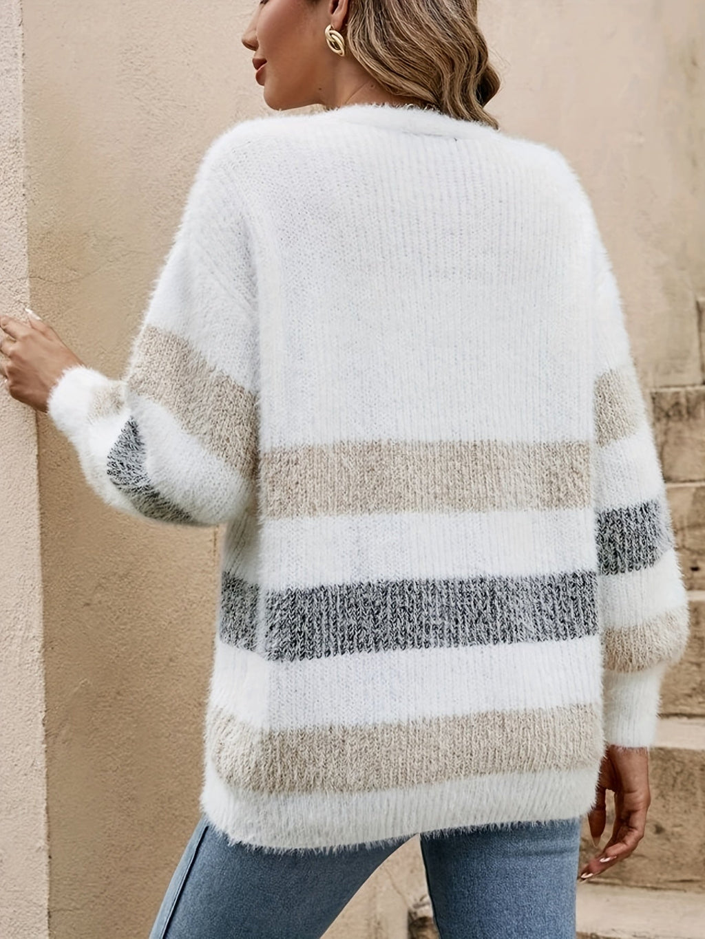 Alayah | Striped Button-Down Cardigan