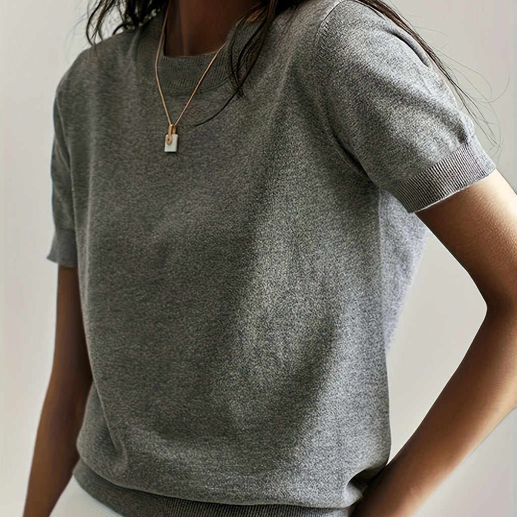 Harriet | Fine-Knit Short Sleeve Sweater