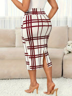 Rosa | Refined Plaid Pencil Skirt