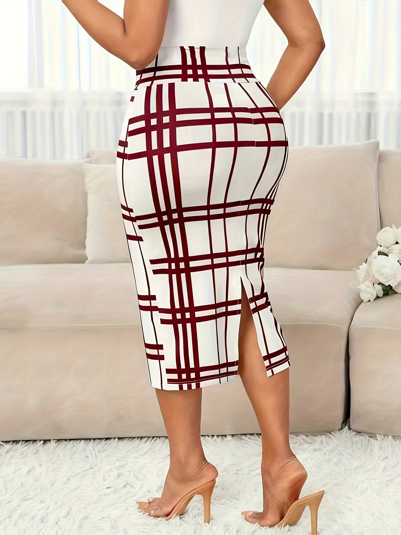 Rosa | Refined Plaid Pencil Skirt