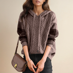 Emily Cable Knit Hoodie Sweater – styled view