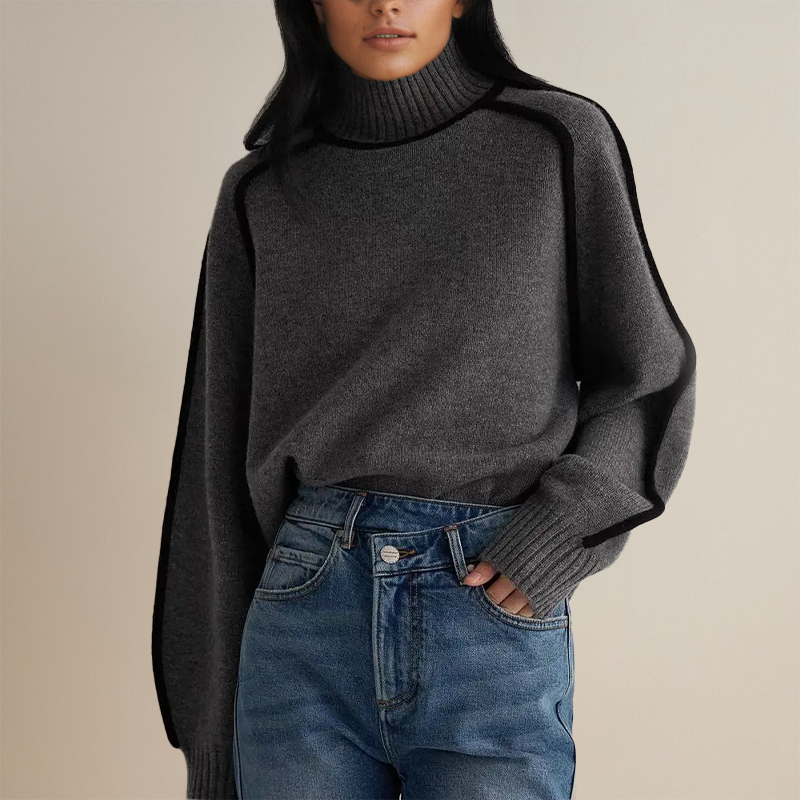Dora Striped Turtleneck Sweater – detail view