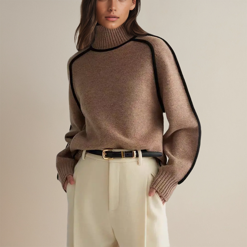 Dora Striped Turtleneck Sweater – close-up