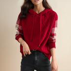 Emily Cable Knit Hoodie Sweater – detail view