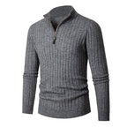 Gavin Ribbed Quarter-Zip Sweater - Dark Gray