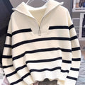 Sabina | Striped Quarter-Zip Sweater