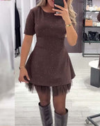 Helisanya - Elegant Sparkling Patchwork Dress