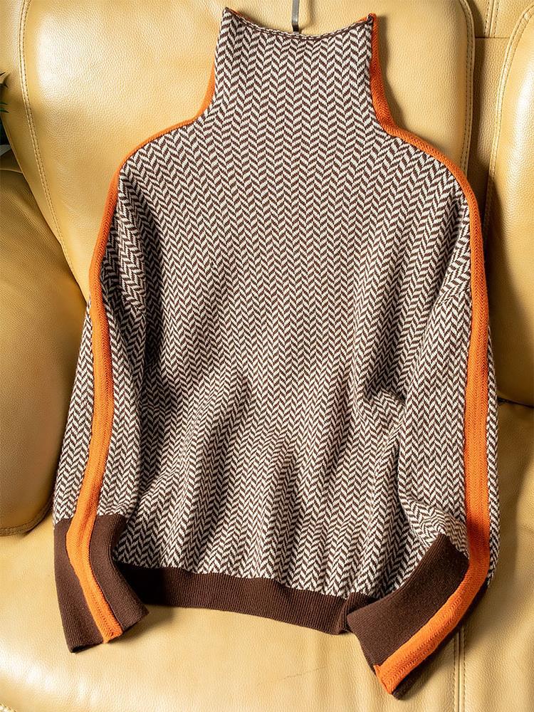 Malou | STRIKING STRIPED TURTLENECK PULLOVER