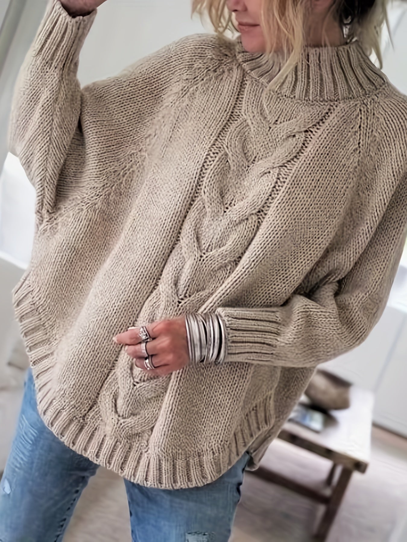 Corinne | Cozy High-Neck Cable-Knit Sweater