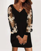 Doravine - Artistic V-Neck Dress - Casual Elegance and Modern Touch