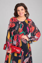 Brisette - Modern Elegant Floral Midi Dress