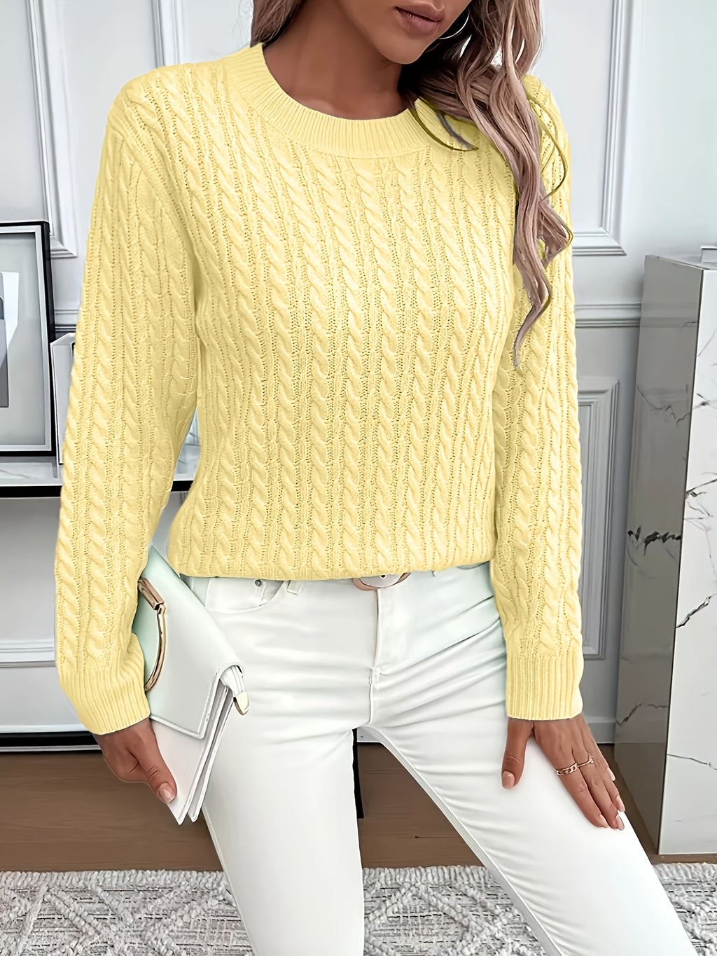 Faye | Cable-Knit Round Neck Sweater