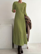 Gwenarielle Long Dress in Textured Knit – back view