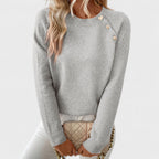 Roxanne | Elegant Women’s Asymmetrical One-Shoulder Sweater with Buttons