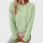 Roxanne | Elegant Women’s Asymmetrical One-Shoulder Sweater with Buttons