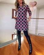 Eugénie - Autumn Elegance Printed Dress