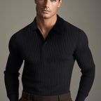 Vera Noir Sjoerd casual shirt with open collar, black