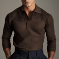 Vera Noir Sjoerd casual shirt with open collar, brown