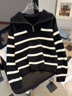 Sabina | Striped Quarter-Zip Sweater
