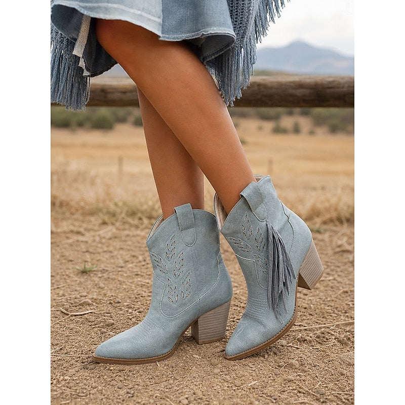 Corinne | Tasseled Western Ankle Boots