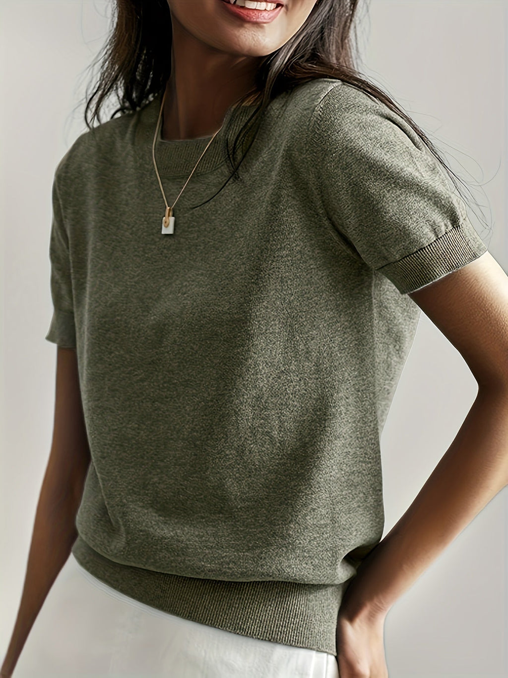 Harriet | Fine-Knit Short Sleeve Sweater