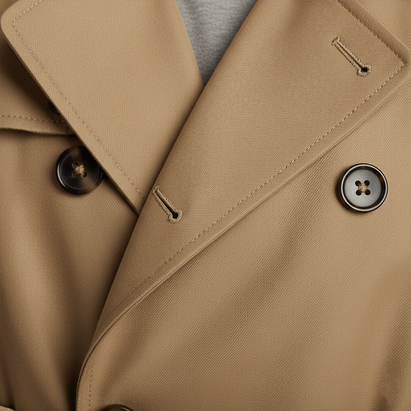 Benjamin Twill Cotton Trench Coat – close-up