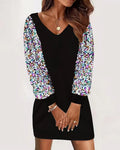 Doravine - Artistic V-Neck Dress - Casual Elegance and Modern Touch