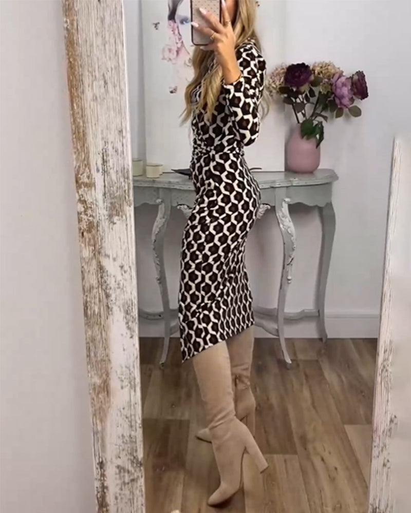 Camille - Vintage slim dress with round neck