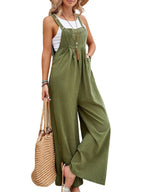 Harlow | Loose Plus Size Pleated Split-Joint Square-Neck Overalls
