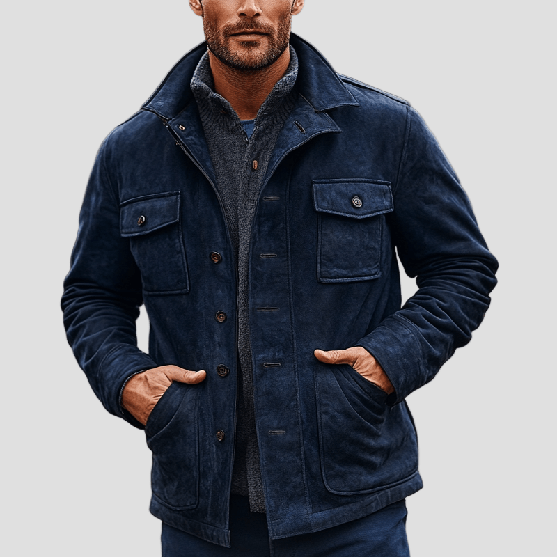 Ethan Vintage Suede Lapel Coat – front view