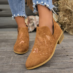 Isadora | Embroidered Low-Heel Ankle Boots