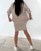 Jovirae - Casual Straight Dress with Long Sleeves