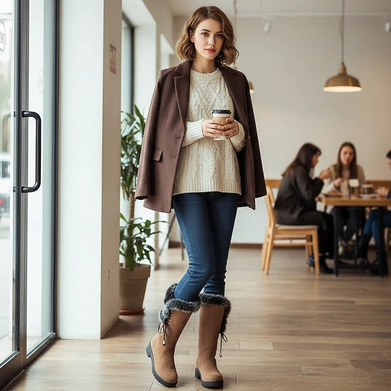 Adriana | Fur-Trimmed Knee-High Winter Boots
