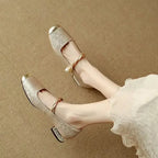 Camille | Vintage Braided Pearl Strap Shoes