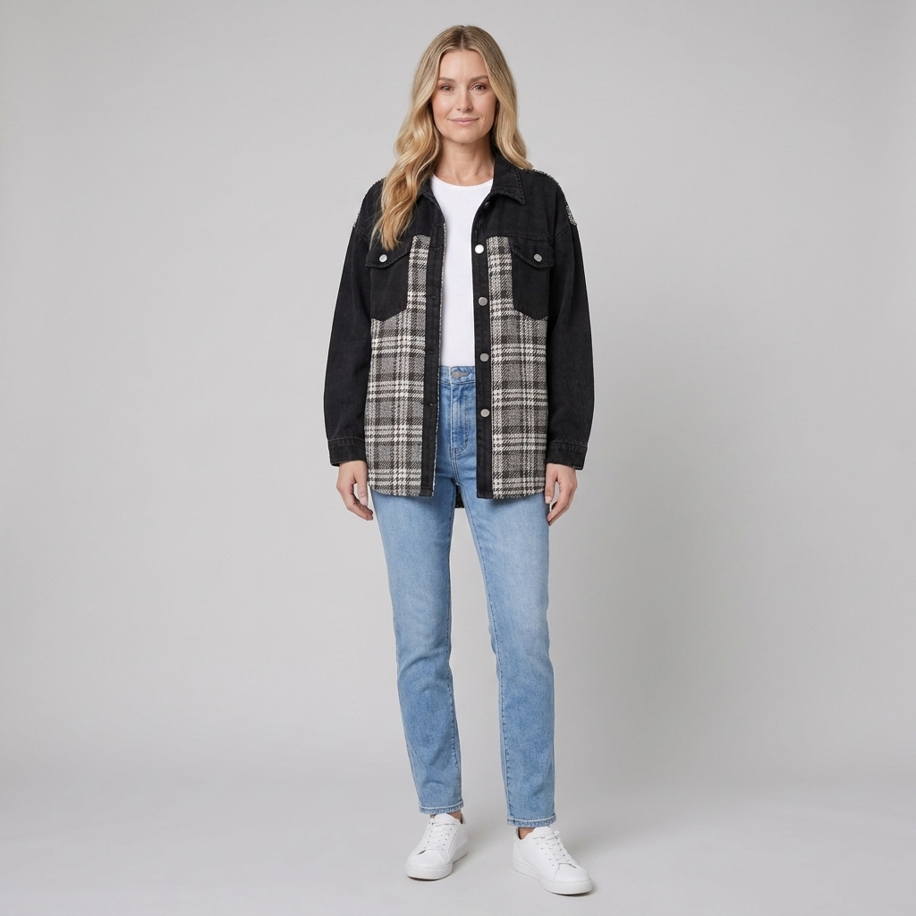 Viora Denim Jacket zwart - model voor