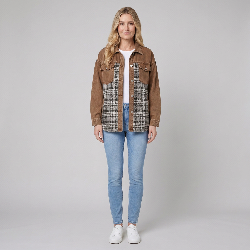 Viora Denim Jacket bruin - model